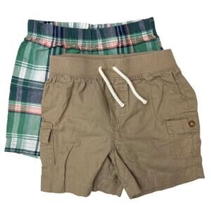 Carter's Set of 2 Shorts Plain Kakhi and Blue, Green and White Plaid 18M